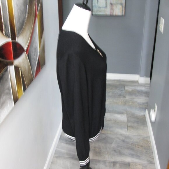 My Michelle Black Zip Front Cardigan Sweater Size Large - Picture 6 of 6